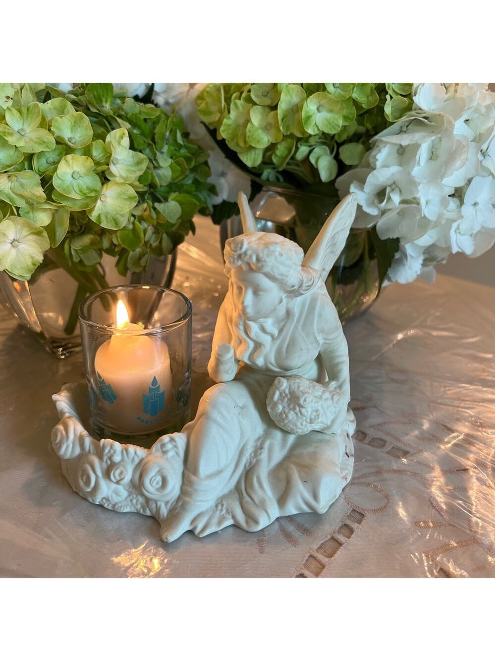 Partylite Retired Vintage White Angelic Figurine Candle Holder